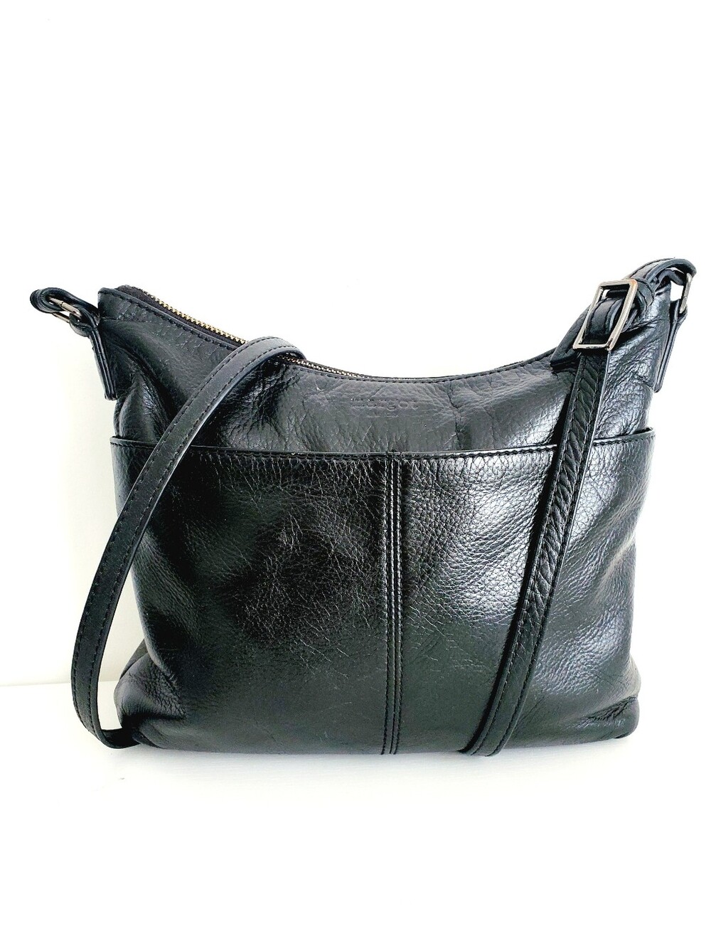 margot NY Black Leather Crossbody Bag